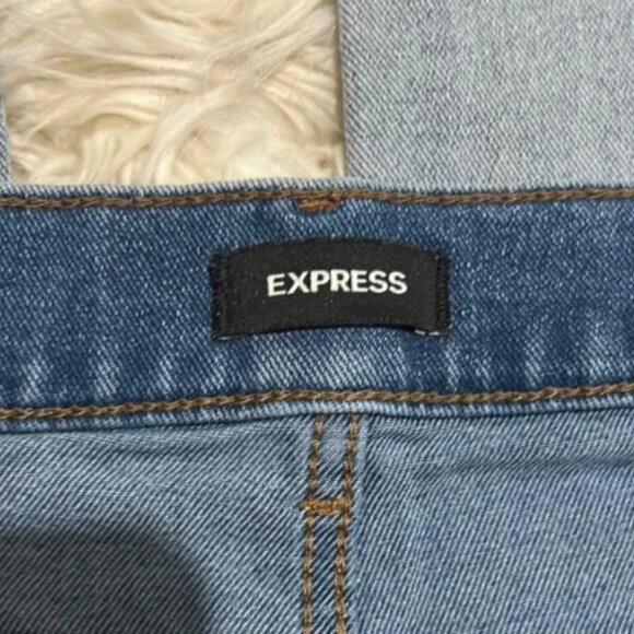 Express Women’s Blue Denim Jeans Straight Ankle High Rise size 4R - Picture 4 of 10